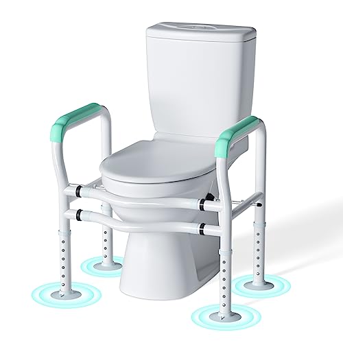 Tutuosto Toilet Safety Rails for Elderly, Sturdy and Adjustable Toilet Handles for Seniors and People with Limited Mobility, Safety Frame,Toilet Assistance