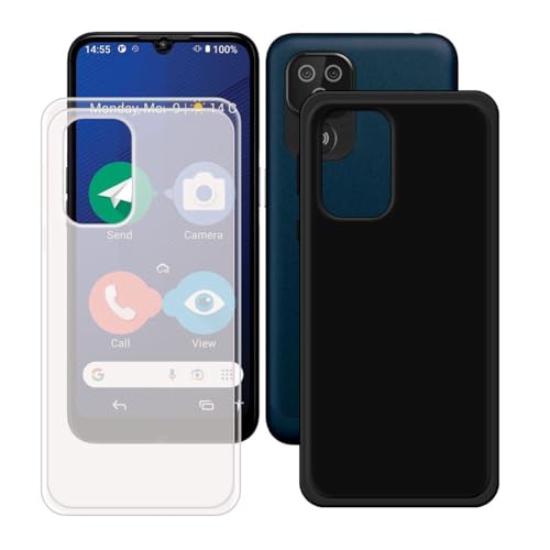 Black + Translucent Cover for Doro 8200, Flexible Silicone Slim fit Soft TPU Shell Cute Back Case Rubber Protective Case for Doro 8200 (6,09')