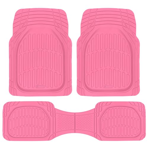 Carbella Pink Car Floor Mats - Deep Dish Rubber Car Mats, All Weather Floor Liners for Cars SUV Trucks, Cute Automotive Floor Mats
