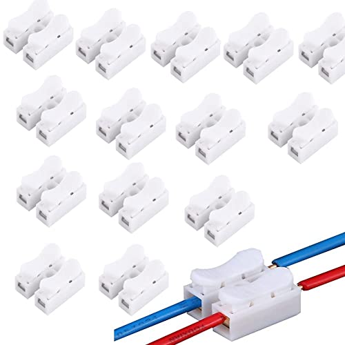 Push Quick Wire Cable Connector, 100pcs 10A 220V 2 Pin Push-in Spring Loaded Electrical Connectors for Lighting Electrical and Automotive Wiring Electricity