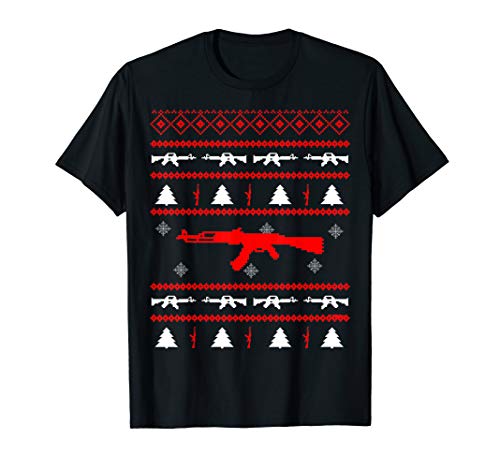 AK-47 Ugly Christmas Party Sweater Gun Lovers Gift T-Shirt