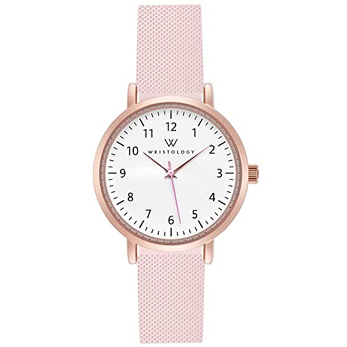 Wristology Olivia Mini Rose Gold Womens Watch - Pink Easy Change Silicone Band- Petite Small Easy to Read Analog Face with Numbers and Second Hand for Women, Nurses, Teachers, EMT ORM08