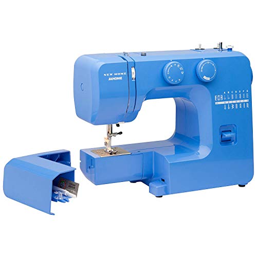 Janome Blue Couture Easy-to-Use Sewing Machine with Interior Metal Frame, Bobbin Diagram, Tutorial Videos, Made with Beginners in Mind!