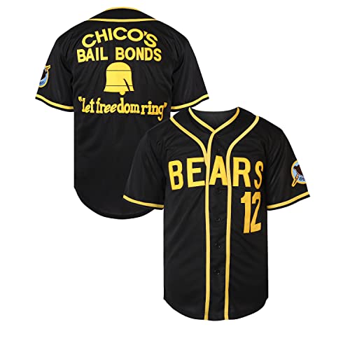 RUHAO Bad News Bears Jersey 3 Kelly Leak Tanner Boyle Movie 1976 Chico's Bail Bonds Baseball Jersey for Men (12 Black, Large, l)