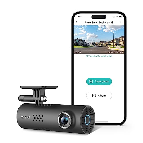 70mai Smart Dash Cam 1S, 1080P Full HD, Smart Dash Camera for Cars, Sony IMX307, Built-in G-Sensor, WDR