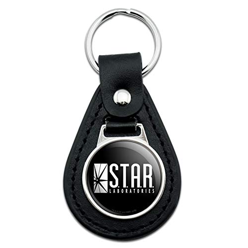 GRAPHICS & MORE Black Leather The Flash TV Series STAR Labs Logo Keychain