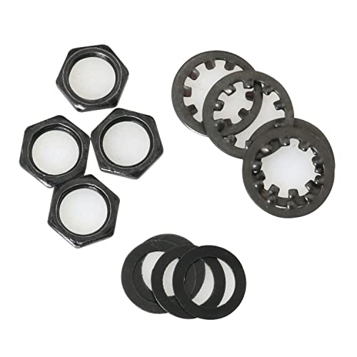 DGBRSM 4 Sets 3/8' Guitar Nut Flat Washer and Locking Washer Metal Hex Nut for US CTS Pots and Jacks, Black
