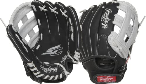 Rawlings | SURE CATCH T-Ball & Youth Baseball Glove | Right Hand Throw | 11' | Black/Grey