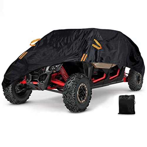 Waterproof UTV Cover, Heavy Duty Black Oxford Cloth All-Weather Protection UTV Cover for Polaris RZR PRO XP 4 Can-Am Maverick X3 Max Arctic Cat Textron, 4-6 Seater