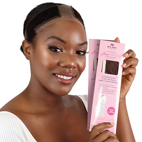 MILANO COLLECTION Lace Wig Grip Band Original Velvet Lace WiGrip Headband Holder for Lace Wigs and Frontals Reinforced Swiss Lace by HAIRLINE and PART For Seamless Transition, Chocolate Brown, 2 Pack