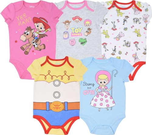 Disney Toy Story Baby Girls 5 Pack Bodysuits Jessie Bo Peep Buzz Woody 3-6 Months