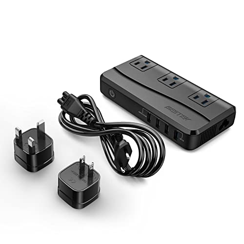 BESTEK Universal Travel Adapter Power Step Down 220V to 110V Voltage Converter with QC3.0 USB Charging Port International Travel Adapter for UK/AU/US/EU/Asia, ETL Listed