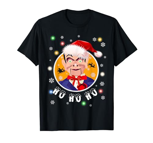 Ventriloquist Dummy in Santa Hat Christmas T-Shirt