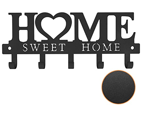 WIPHANY Sweet Home Key Holder Wall Mounted Black Metal Decorative Keys Holder Home Design Organizer for Key Rack for Entryway Hooks Home Hangers