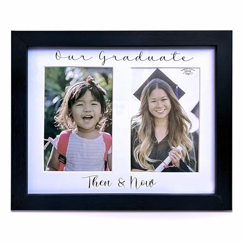 Modern Mama Memories Then and Now Graduation Picture Frame, Double 4x6 Photo Frame, Class of 2024 Graduation Frame, School Picture Frame Pre-K to 12 Display, Grad Party Decor, Graduation Gifts
