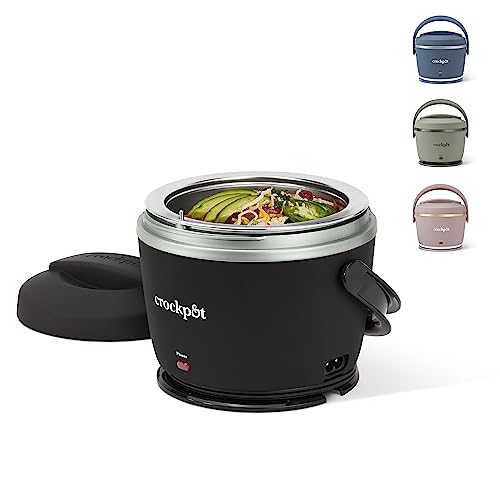 Crock-Pot Electric Lunch Box, Portable Food Warmer for Travel, Car, On-the-Go, 20-Ounce, Black Licorice | Keeps Food Warm & Spill-Free | Dishwasher-Safe | Gifts for Women, Men