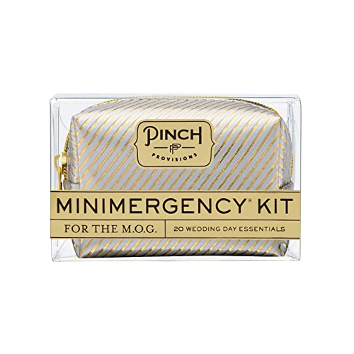 Pinch Provisions Minimergency Kit for M.O.G, Includes 20 Must-Have Emergency Essentials for The Big Day, Compact, Multi-Functional Zipper Pouch, Survival Kit for Mother of Groom - Pinstripe