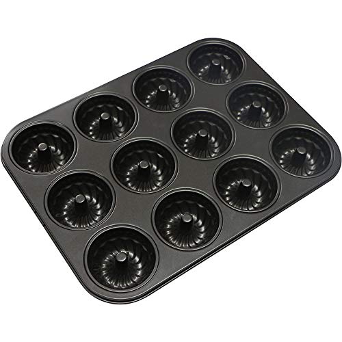 Webake Mini Fluted Tube Cake Pan, Non-Stick 2.8 Inch Cake Baking Pan, Heavy Gauge Carbon Steel (12-Cavity)