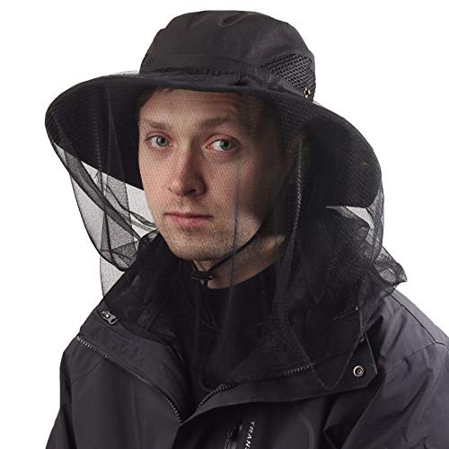 Beekeepers Hat w/Removable Mosquito Head Net for Outdoors UV Protective BK Black