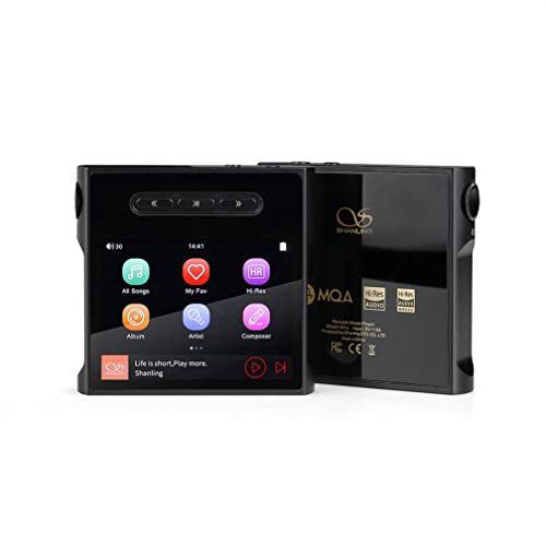SHANLING M1s MP3 Music Player ES9038Q2M DSD MQA DAP HiFi Audio Player Bluetooth/WiFi/USB Input 3.5mm+4.4mm Headphone Output(Black)