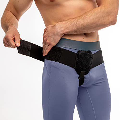 Hernia Belts for Men Inguinal - Adjustable Right or Left Side Inguinal Hernia Support - Pre or Post-Surgical Scrotal Invisible Hernia Truss for Men - Medical Hernia Underwear S / M Size with 2 Removable Pads