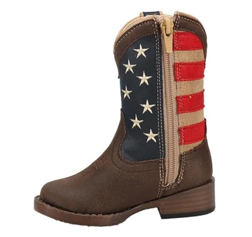 Roper Big Kids’ American Patriot Boot – American Square Toe Boots, Youth Western Boot, Faux Leather TPR Outsole & Padded Insole