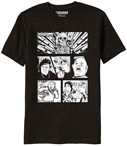 Ripple Junction Goonies Adult Unisex Comic Book Page Light Weight 100% Cotton Crew T-Shirt XL Black