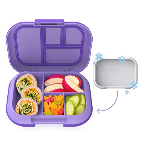 Bentgo Kids Chill Lunch Box - Leak-Proof Bento Box with Removable Ice Pack & 4 Compartments for On-the-Go Meals - Microwave & Dishwasher Safe, Patented Design, 2-Year Warranty (Purple)
