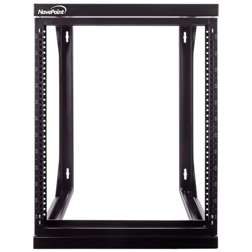 NavePoint 12U Server Rack with Swing Gate - 12U Wall Mount Rack for 19 Inch IT Equipment Open Frame Rack – Network Rack Wall Mount for AV & Server Equipment 18” Deep 12U Rack, Black