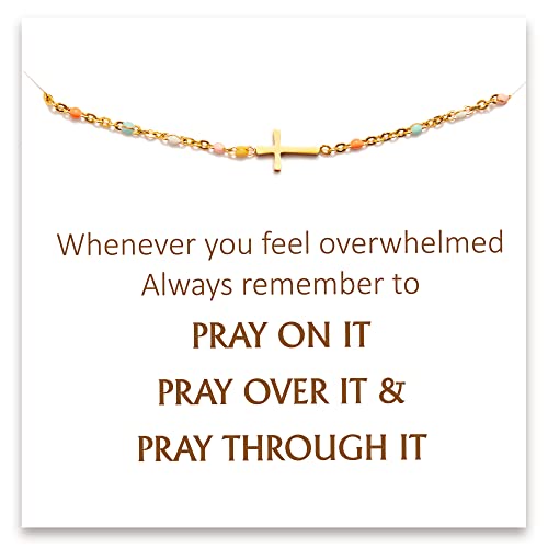 Cross Bracelet for Women, Christian Bracelets for Women, Confirmation Gifts, Baptism Gifts, Religious Gifts for Women, Blessing Faith Jesus Gifts, Catholic Bracelets for Daughter Friends Love(SP7)