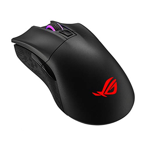 ASUS Wireless Optical Gaming Mouse for PC - ROG Gladius II | Right-hand Grip | 12000 DPI Optical Sensor, 400 IPS, Omron Switches | 6 Programmable Buttons | Aura Sync RGB Lighting, ROG Armoury II