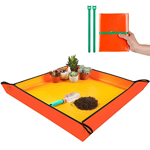 Extra Large Repotting Mat for Indoor Plants Transplanting and Potting Mix Mess Control, 39.5' X 39.5' Portable Gardening Tray Plant Planting Potting Mat Garden Gifts for Women Grandma Birthday Gift