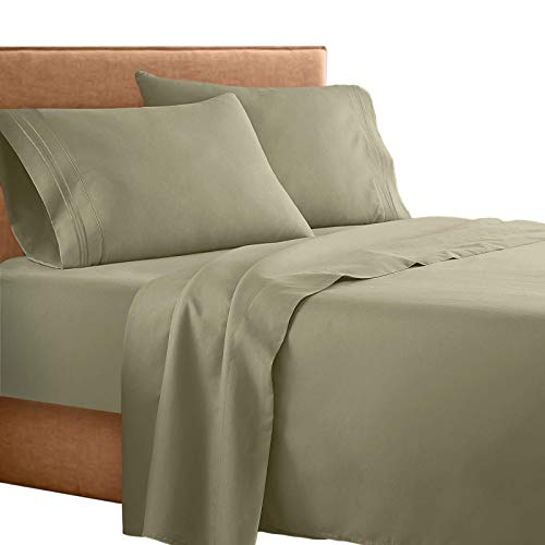 Clara Clark  Supreme 1500 Collection 4pc Bed Sheet Set - King Size, Sage Olive Green