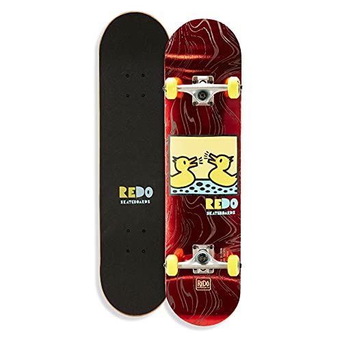 ReDo Skateboard Co. ReDo Skateboard 31' x 7.675' Eye Candy Pop Barking Ducks Complete Skateboard for Boys Girls Kids Adults