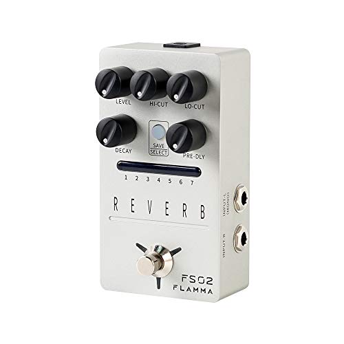 FLAMMA FS02 Reverb Pedal Stereo Guitar Effects with 7 Storable Preset Slots 7 Reverb Effects Room Hall Church Cave Plate Spring Mod True Bypass Trail On