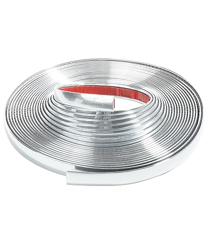 Zlirfy 25Ft Automotive Chrome Trim Molding,Universal Decorative Scratch-Proof Decorative Protect Sticker,1/2' Wide Car Body Chrome Trim Strip for Motor Truck RV Door Window Bumper (Silver)