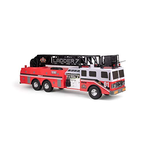 Mighty Fleet Titan Firetruck - 29' Realistic Toy Firetruck W/Lights, Sound & Working Ladder for Kids - 2 AA Batteries Incl