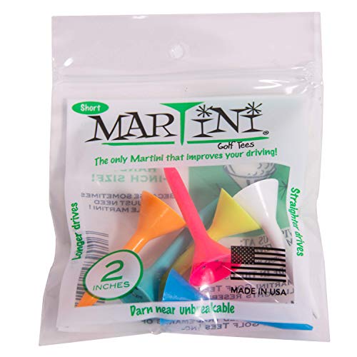 Martini Golf Tees 2' Durable Plastic Tees, Assorted Colors