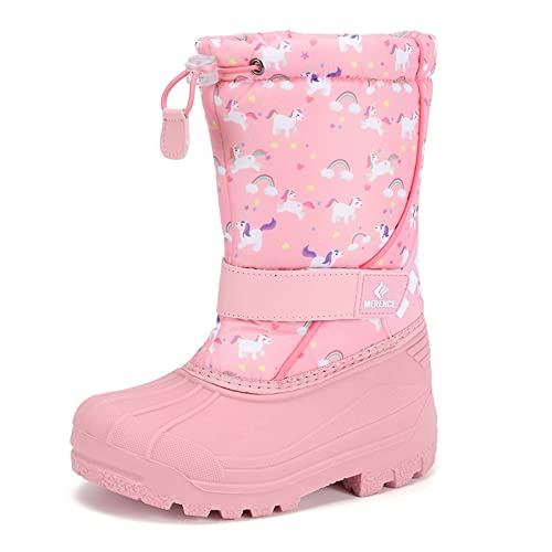 CIOR Kids Snow Boots for Boys Girls Toddler Winter Outdoor Boots Waterproof with Fur Lined(Toddler/Little Kids) Du pink-32