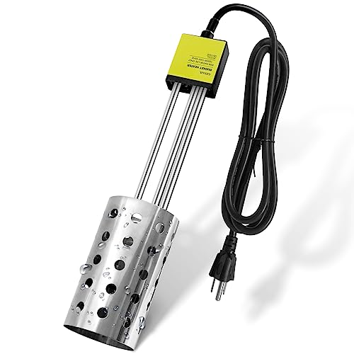 1500W Immersion Heater, GESAIL Bucket Water Heater with 304 Stainless-Steel Guard, Submersible Bucket Heater with Thermostat and Auto Shutoff, Perfect for Home Travel and Winter Job