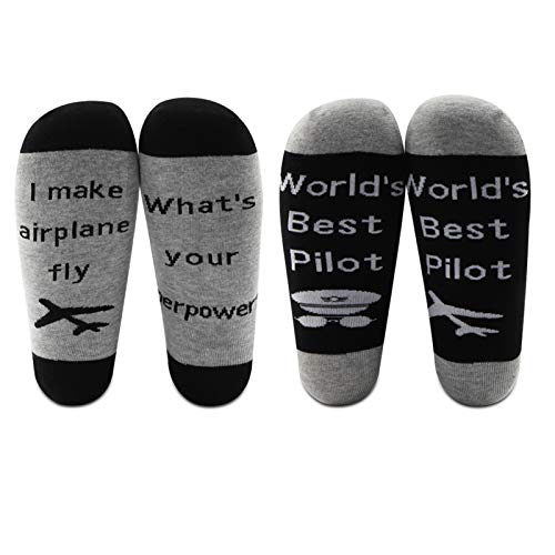G2TUP Pilot Gifts Aviation Themed Crew Socks I Make Airplane Fly What’s Your Superpower Pilot Socks for Men (Aviation Themed Socks, Mid Calf)