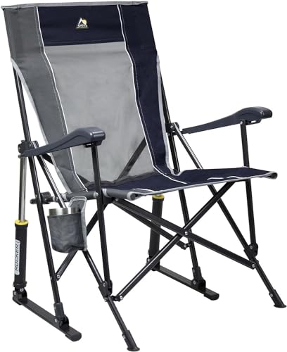 GCI Outdoor Roadtrip Rocker Collapsible Rocking Chair & Outdoor Camping Chair - Indigo