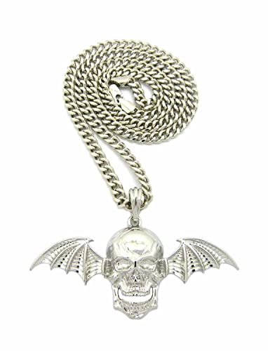 Crescendo SJ INC New Skull Wing Avenged Sevenfold Pendant &5mm/24 Cuban Chain Hip HOP Necklace - XSP473CCR