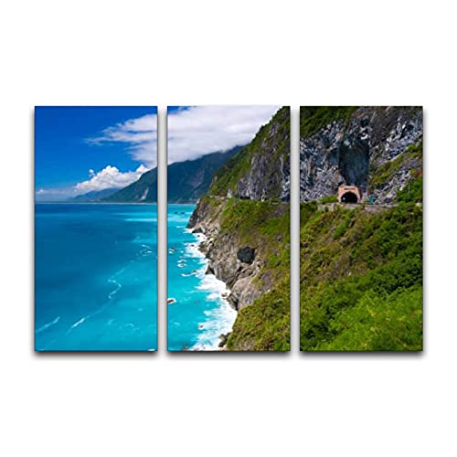 3 Panels Wall Art Pictures Qingshui Cliff Modern Canvas Print Paintings Artwork Framed Posters for Office Home Decor Ready to Hang