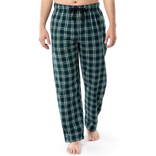 Fruit of the Loom Men's Yarn-dye Woven Flannel Pajama Pant, Green Plaid, Medium
