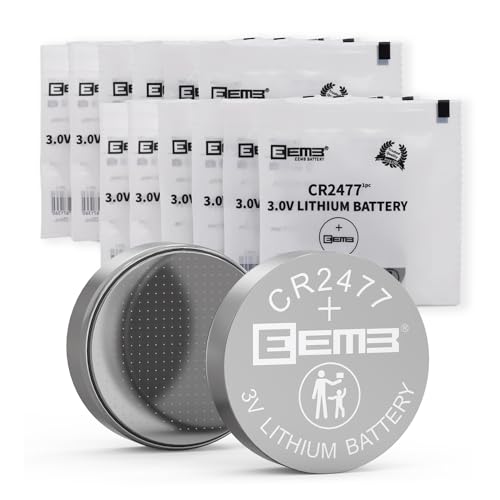 EEMB 12PACK CR2477 Battery 3V Lithium Battery Li-MnO₂ Button Battery 2477 Battery DL2450,ECR2450 for Flameless Candle,Light,Key fob,Alarm/Contact Sensor and More