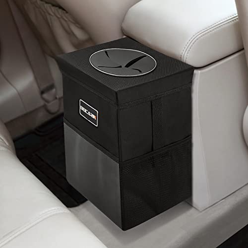 Car Trash Can with Lid - Bag Hanging Storage Pockets Leak-Proof Organizer Collapsible and Portable Waterproof Garbage Bin, 2.6 Gal Large Capacity Multipurpose Bin for