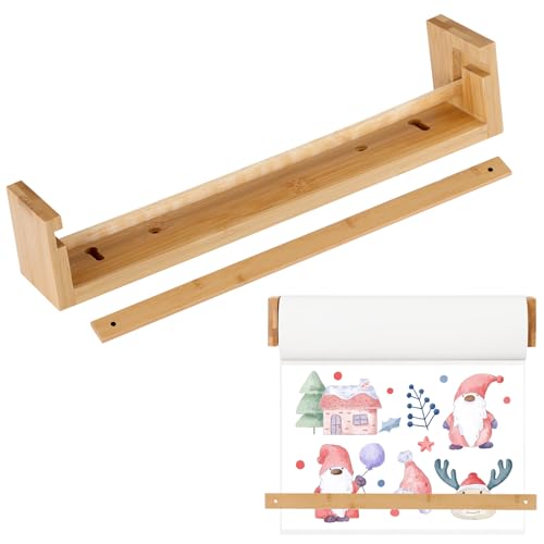 12” Kraft Paper Roll Dispenser Easel Paper Roll Holder Wall Mount Kraft Paper Roll Holder Wooden Paper Roll Dispenser for Kitchen DIY Room Office School Business Grocery (ONLY Holder, 12 INCH)