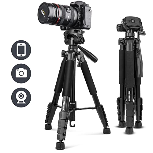 UBeesize 67” Camera Tripod with Travel Bag, Cell Phone Tripod with Bluetooth Remote and Phone Holder, Compatible with All Cameras, Cell Phones, Projector, Webcam, Spotting Scopes