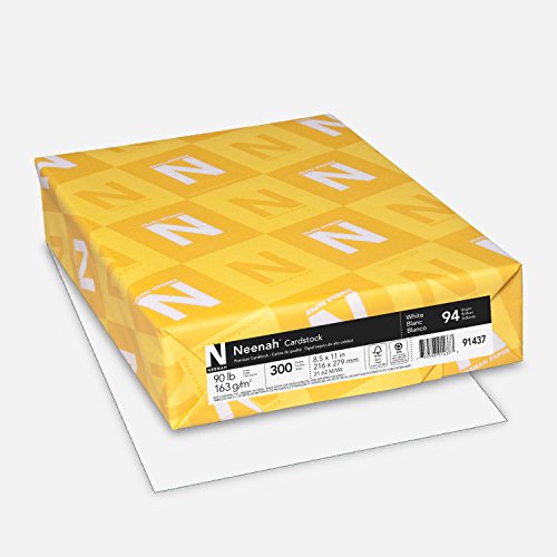 Neenah Index Cardstock, 8.5' x 11', 90 lb/163 gsm, White, Lightweight, 94 Brightness, 300 Sheets (91437)